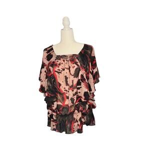 Plisse Womens M Top‎ Y2k Abstract Fairy Grunge Flowy Flutter Avant Garde Boho